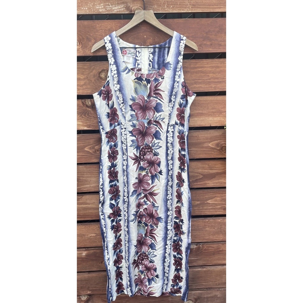 HILO HATTIE Vintage Beach Scenes Hawaiian Cruise Vacation Dress Made In USA M